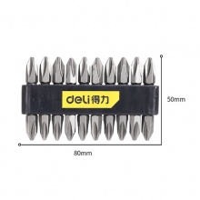 得力(deli)十字雙頭風動批頭螺絲批頭十字槍頭 旋具批頭6.3mmS2(銀)DL6901