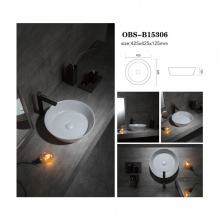 歐寶斯(OBUSE) 磨砂淺灰陶瓷臺上盆-淺灰色去水頭OBS-B15306