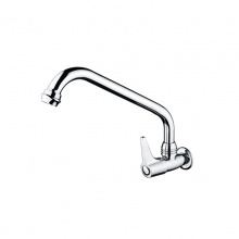 歐寶斯(OBUSE) 金字塔銅鍍鉻撥手橫式低管250MM單冷菜盆龍頭JZT-119A