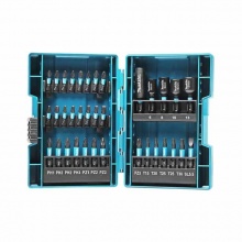 牧田(MAKITA)手電鉆批頭電動螺絲刀沖擊起子機(jī)內(nèi)六角批頭全黑35件批頭套裝E-06638