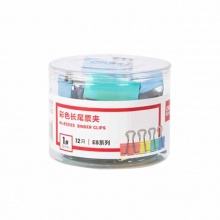 得力(deli)8551ES彩色長尾票夾筒裝(混)(12只/桶)1#金屬燕尾夾票據(jù)文件夾子