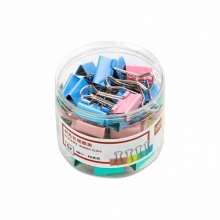 得力(deli)8555ES彩色長尾票夾筒裝(混)(40只/筒)5#19mm金屬燕尾夾蝴蝶夾票據(jù)夾子